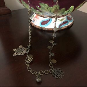 Vintage Adia Kibur Boho Brass Long Dangle Chain Necklace